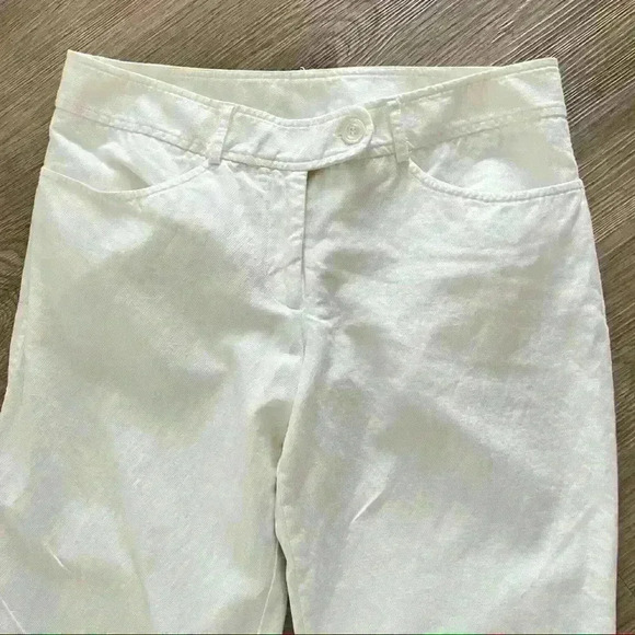 M0851 WHITE LINEN PANT SIDE POCKETS WIDE LEG  TROUSER HIGH RISE SIZE S - Picture 3 of 15